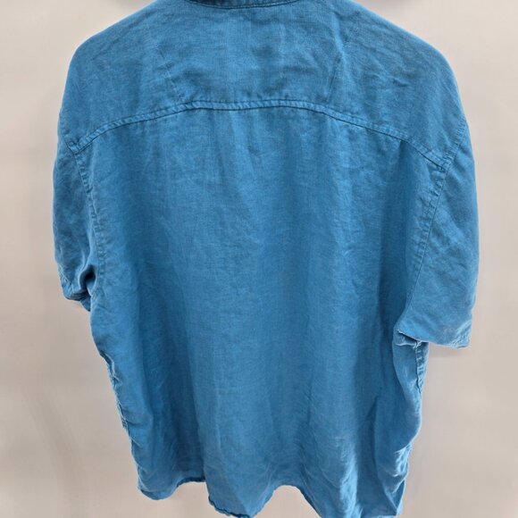 Bruno Blue Pure 100% Linen Decorative Pocket Button Down XL - Picture 4 of 11